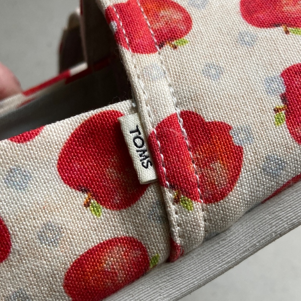 Toms Canvas Slip-Ons with Red Apple Print - Picture 4 of 9